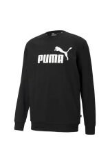 Ess Big Logo Crew - Unisex Siyah Pamuklu Sweatshirt