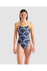 WOMEN'S MULTI CHAMELEONS SWIMSUIT LACE BACK