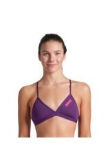 Team Swim Top Tie Back Solid Kadın Mor Yüzücü Bikini 004768930