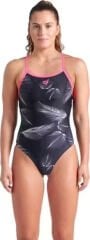 Frozen Leaves Swimsuit Black/Pink Women's KADIN YÜZÜCÜ MAYOSU
